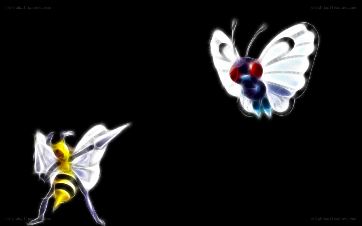 Two glowing butterfly Pokémon