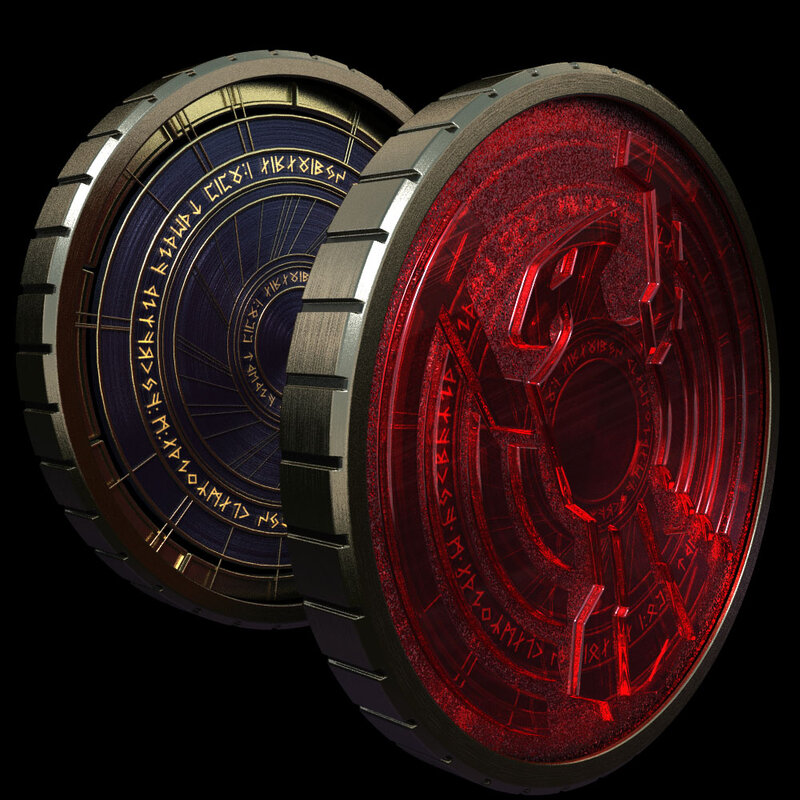 two glowing circular devices