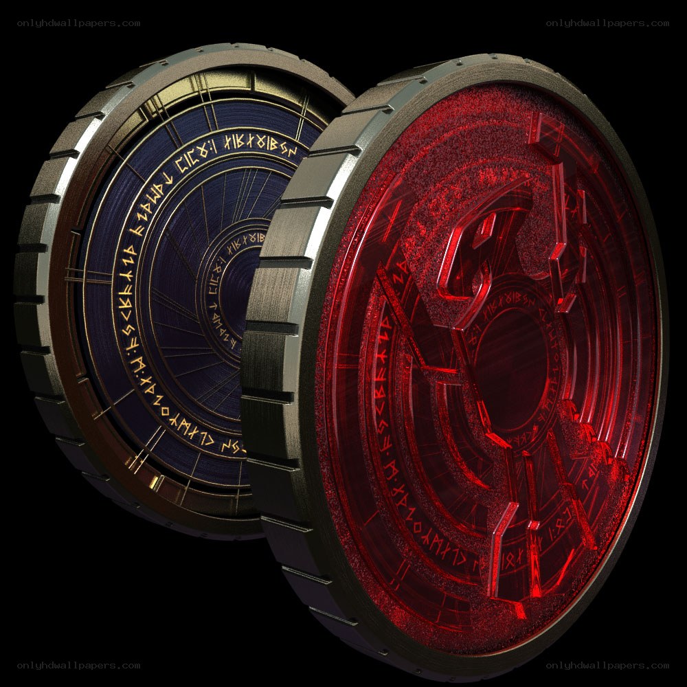 two glowing circular devices