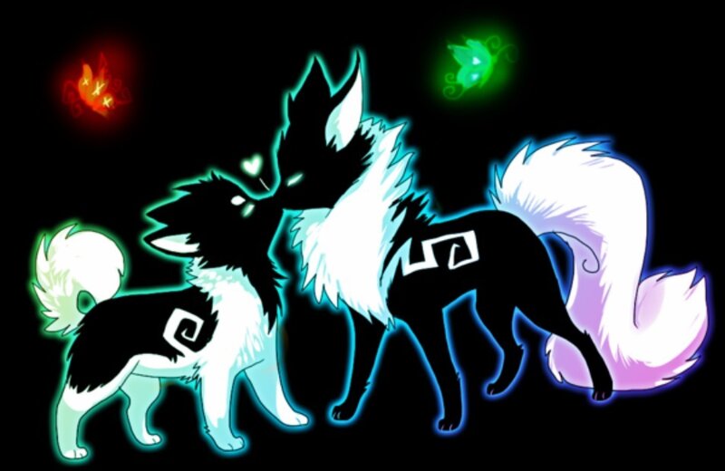 Two Glowing Fox-like Creatures