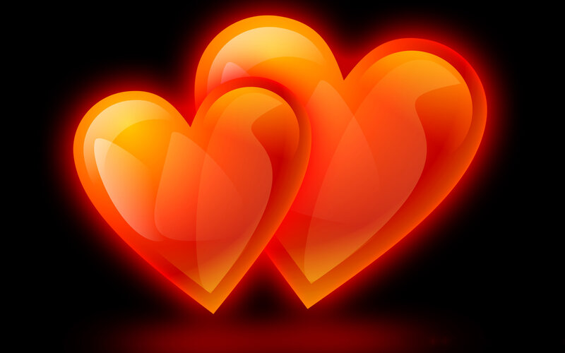 Two Glowing Hearts — Red