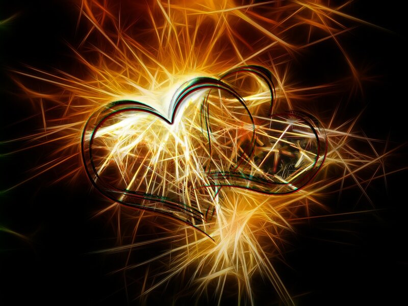 Two Glowing Hearts — Yellow