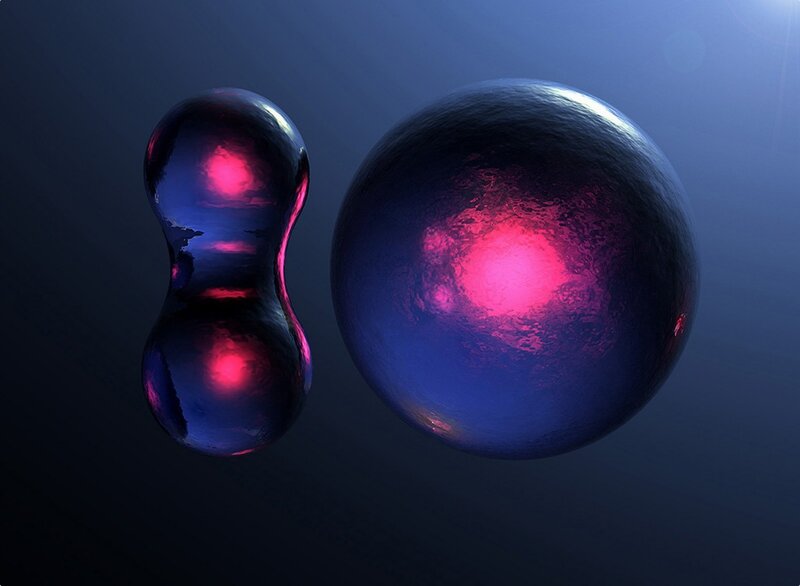 Two Glowing Spheres — Blue