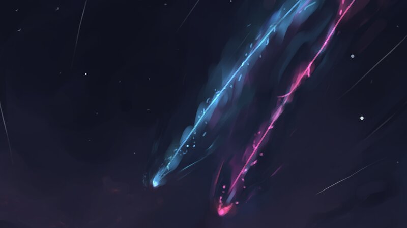 Two Glowing Streaks in Space