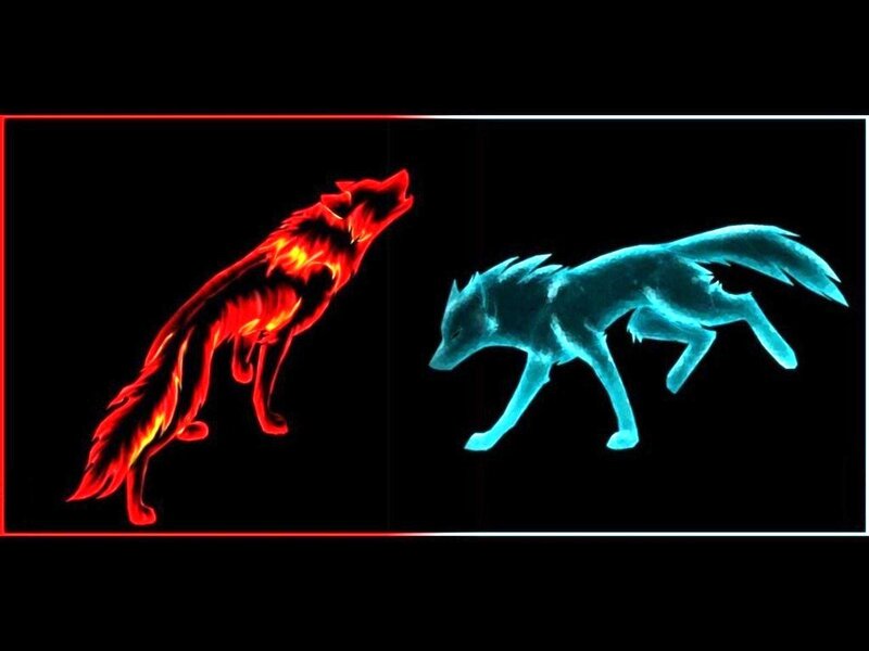 Two Glowing Wolves