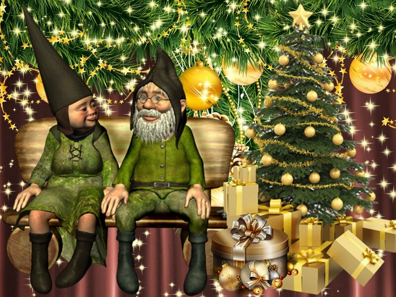 Two Gnomes on Bench