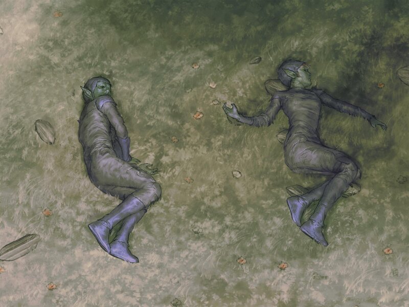 Two Goblins Resting on the Ground