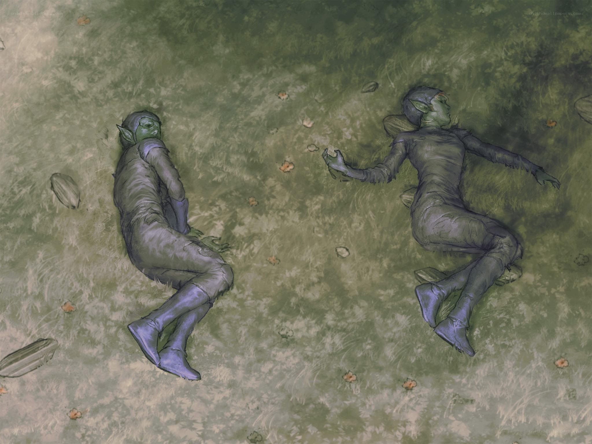 Two Goblins Resting on the Ground