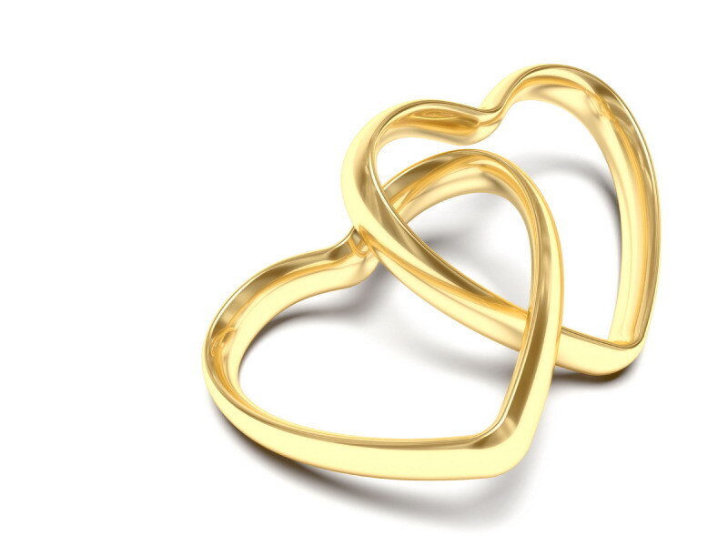 Two Gold Heart Rings