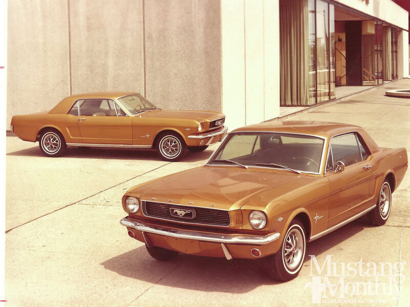 Two Gold Mustang Cars