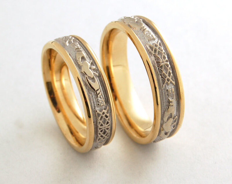 two gold wedding rings