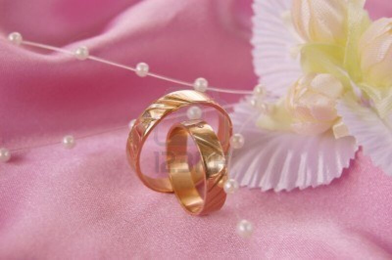 Two Gold Wedding Rings — Pink