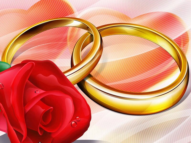 Two Gold Wedding Rings — Romantic, Digital Art