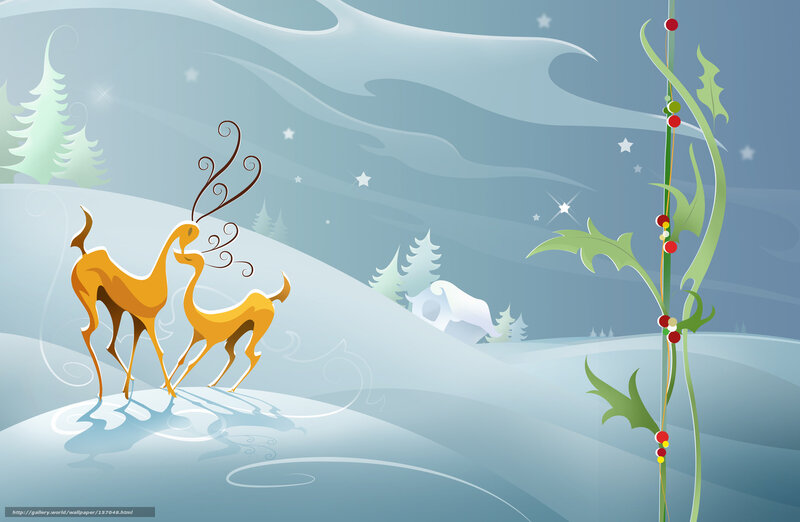 Two Golden Deer in Snow