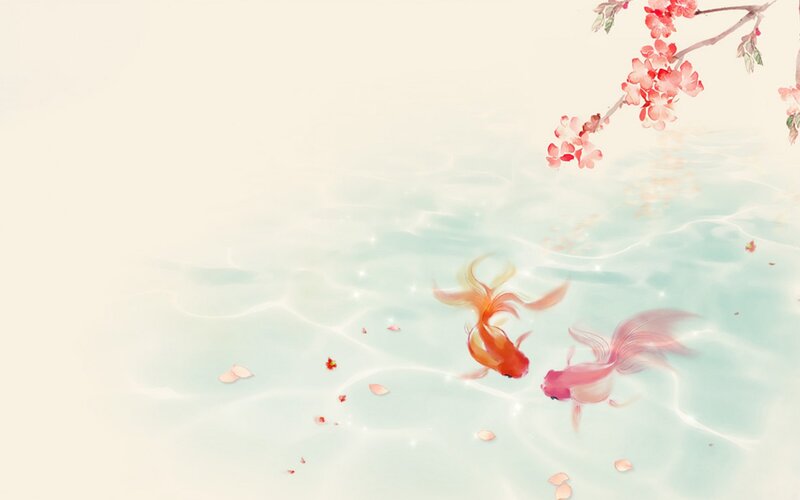 Two Goldfish Swimming — Pink