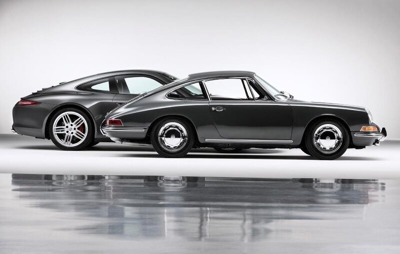 Two Gray Porsche Cars