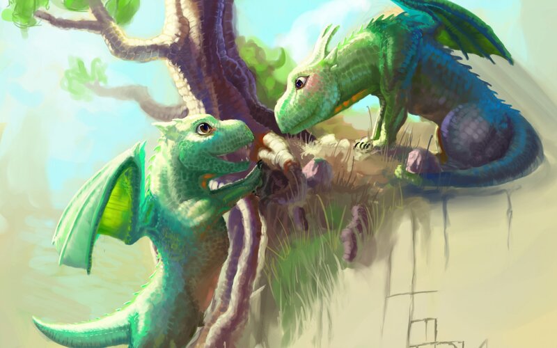 Two Green Dragons — Playful