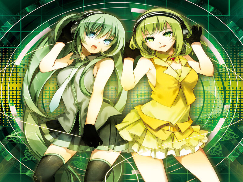Two Green-haired Anime Girls — Green, Energetic