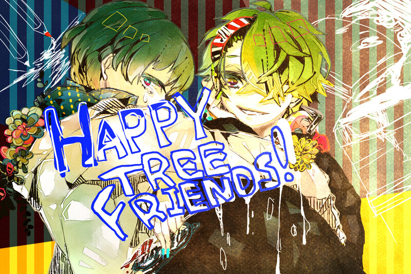 Two Green-haired Characters — Green, Playful