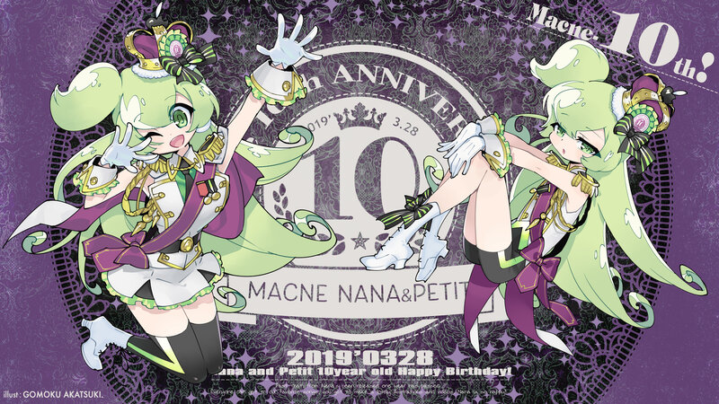 Two Green-haired Characters — Purple, Festive