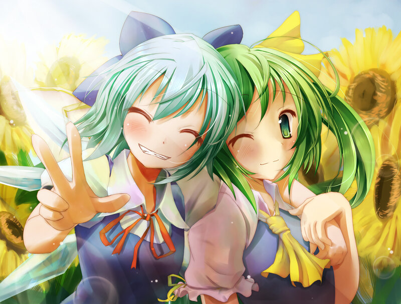 Two Green-haired Girls — Green, Cheerful