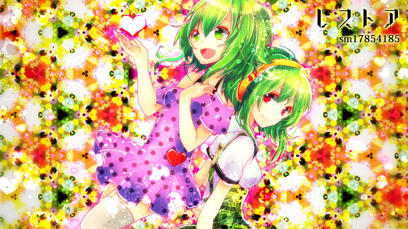 Two Green-haired Girls — Green, Playful, Anime, Hearts