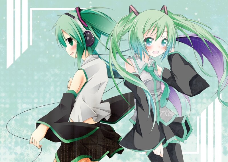 Two Green-haired Girls — Green, Playful