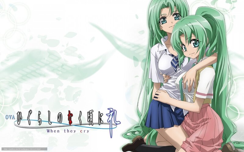 Two Green-haired Girls Hugging