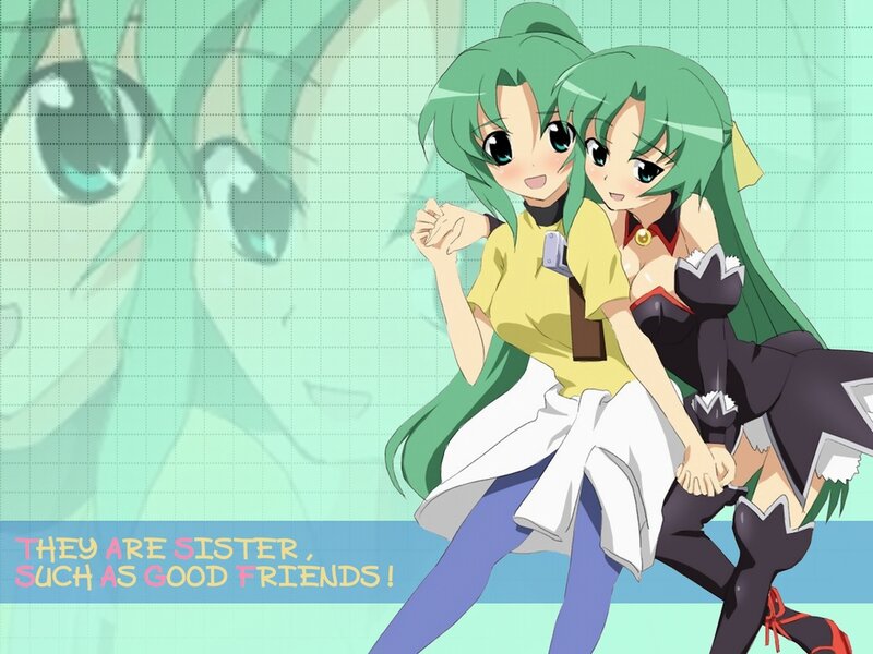Two green-haired sisters