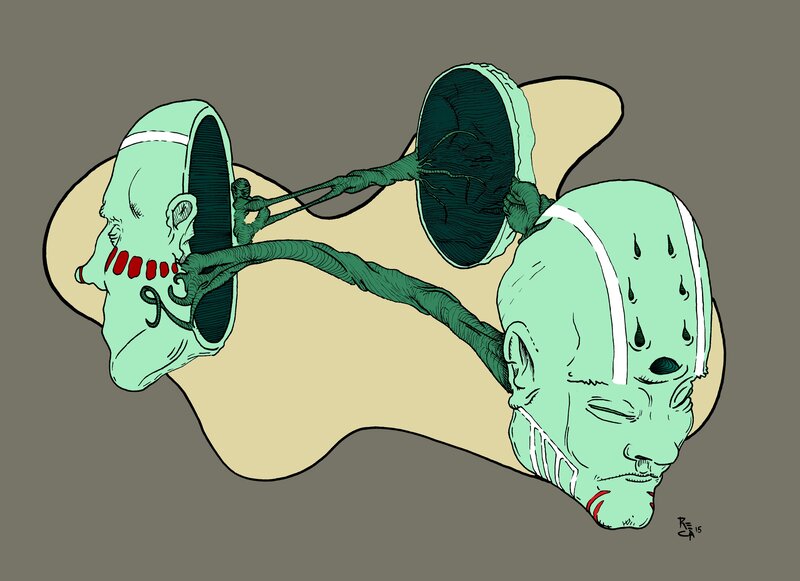 Two Green Heads Connected