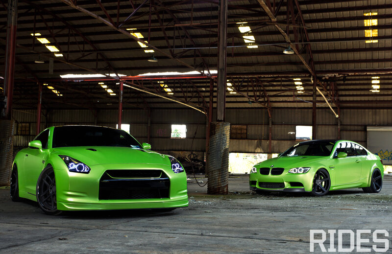 Two Green Sports Cars