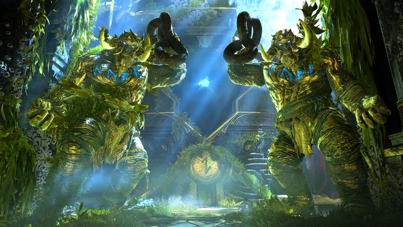Two Green Statues