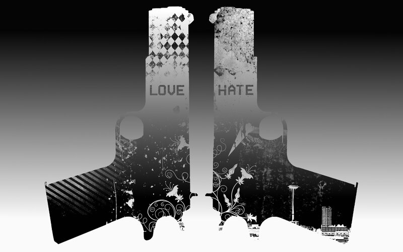 Two Guns with Text — Black