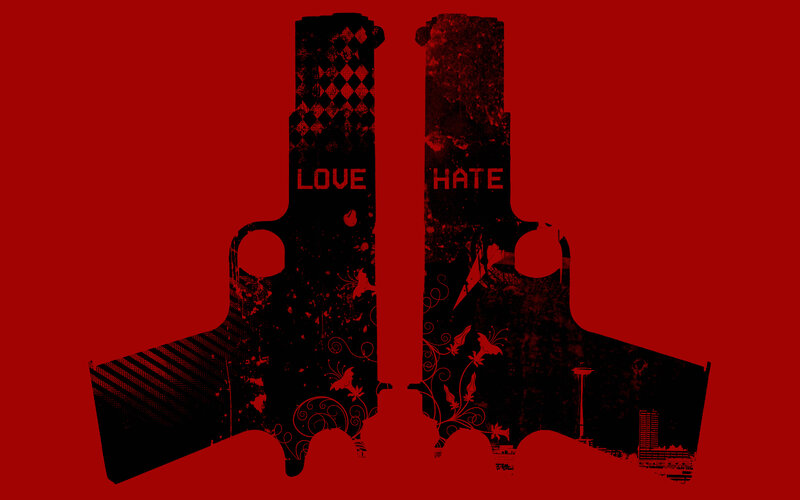 Two Guns with Text