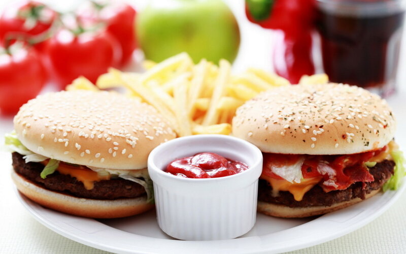 Two Hamburgers on Plate — Brown