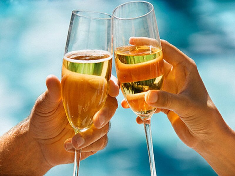 Two Hands Clinking Glasses — Blue