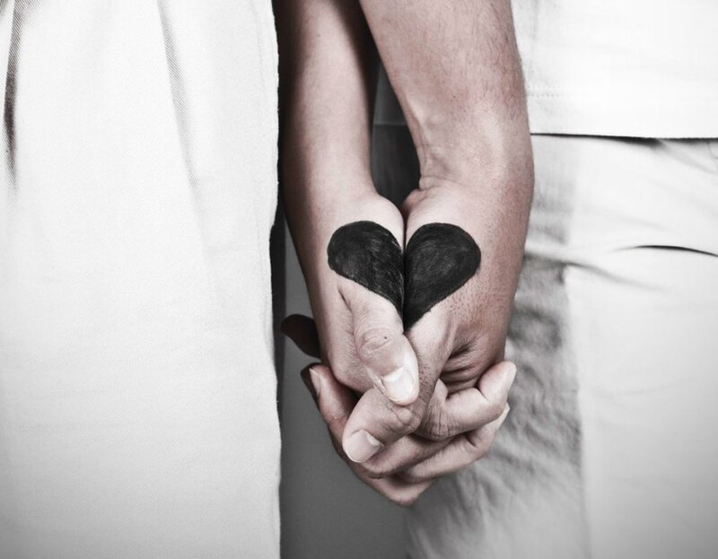 Two Hands Forming Heart — Black