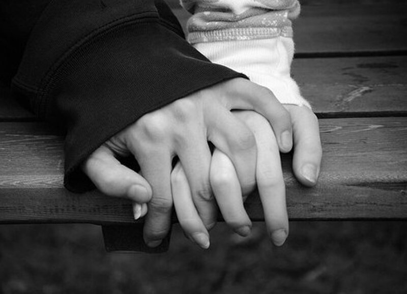 Two Hands Holding — Black, Intimate, Photograph