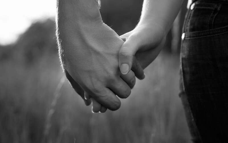 Two Hands Holding — Black, Intimate, Sunset