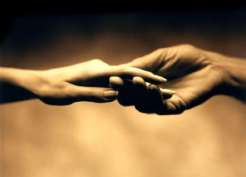 Two Hands Holding — Brown, Intimate, Photograph, Beige