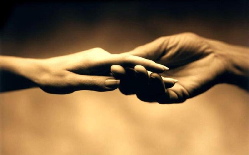 Two Hands Holding — Brown, Intimate
