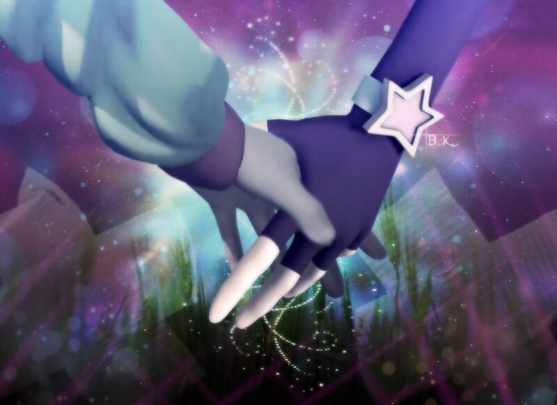 Two Hands Holding — Purple
