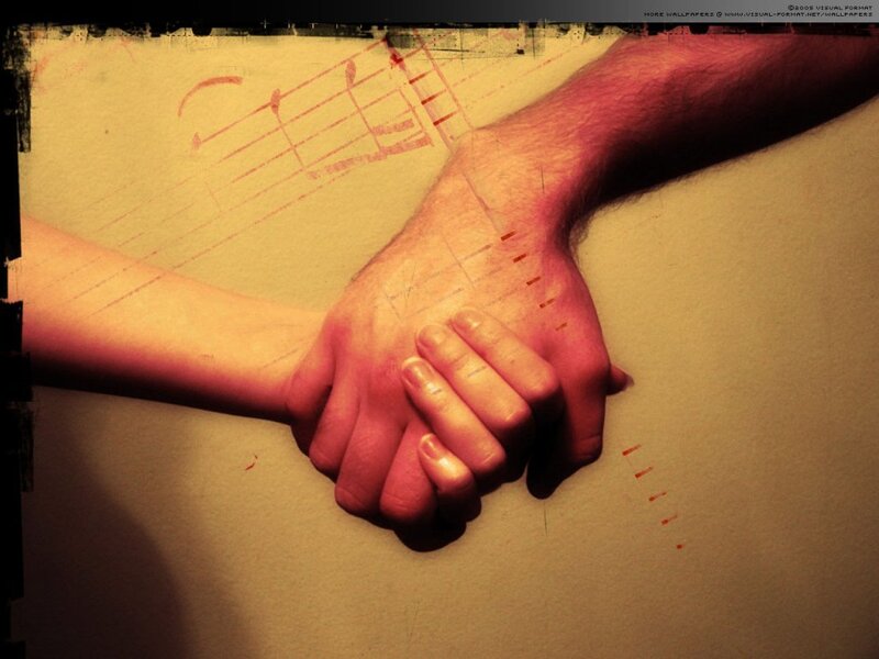 Two Hands Holding — Red, Dramatic