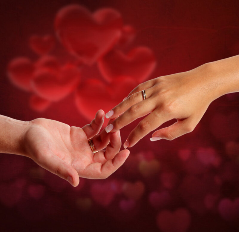 Two Hands Holding — Red, Romantic, Photograph