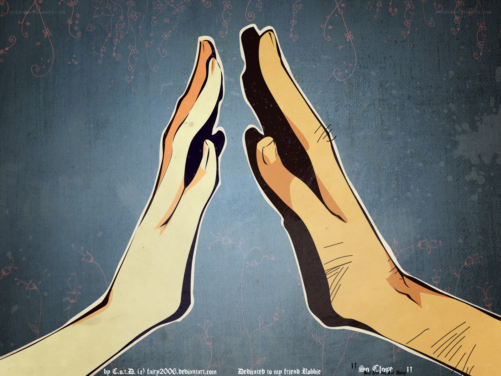 Two hands reaching