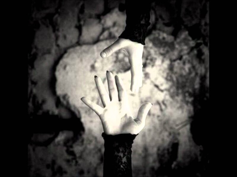 Two Hands Reaching — Black, Dramatic, Photograph, Dark Sleeves