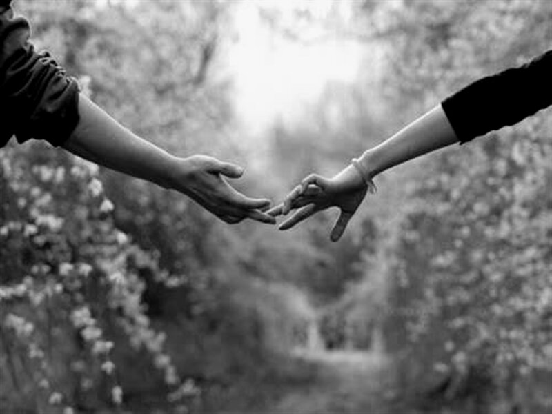 Two Hands Reaching — Black, Serene