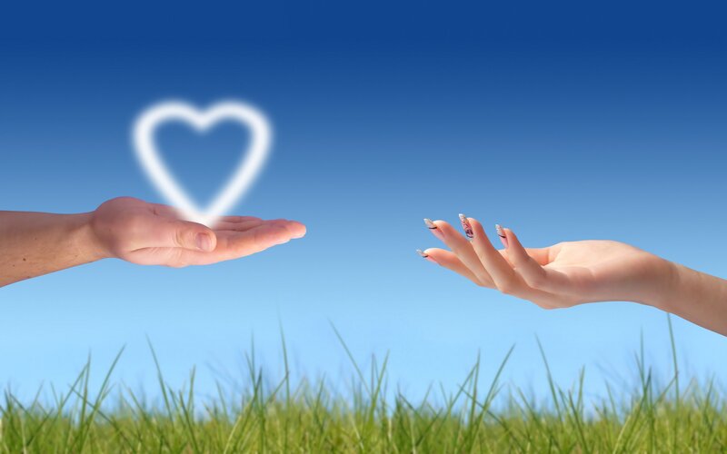 Two Hands Reaching — Blue, Serene