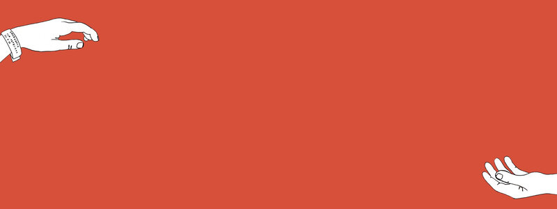 Two Hands Reaching — Red, Neutral