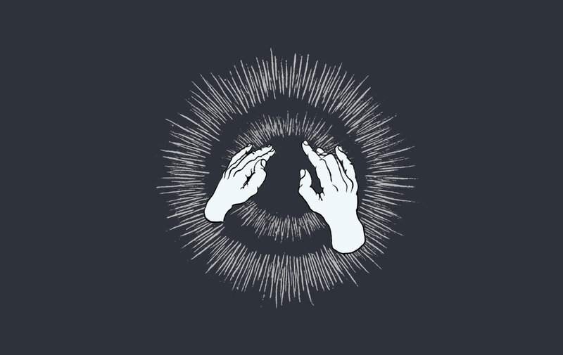 Two Hands Reaching — White, Dramatic, Illustration, Light Rays